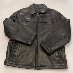 Dockers Black Leather Bomber Jacket